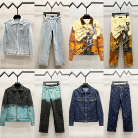 Louis Vuitton LV new collection full logo embroidered gradient denim set-5478  