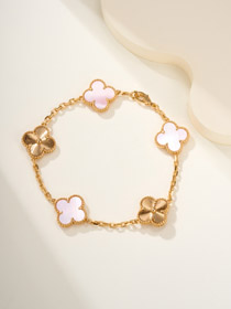 Van Cleef & Arpels Pink Mother-of-Pearl Flower Bracelet-3565