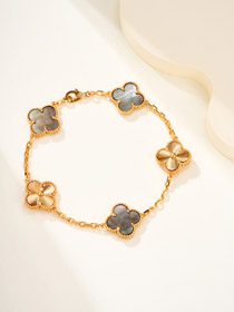 Van Cleef & Arpels Grey Mother-of-Pearl Flower Bracelet -0239  