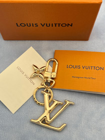 Louis Vuitton LV gold metal letter logo keychain-3767