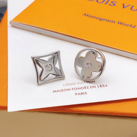 Louis Vuitton LV silver round polished earrings-0358