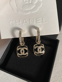 Chanel hollow rhinestone square earrings-3850