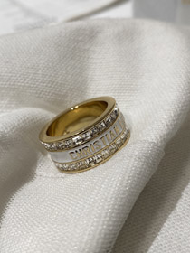 Dior double row diamond enamel letter ring-0438